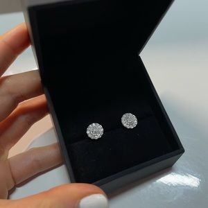 Zales 1/5 CT. T.W. Diamond Double Frame Stud Earrings in Sterling Silver